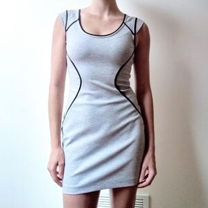Express Light Gray Mini Dress with Black Trim